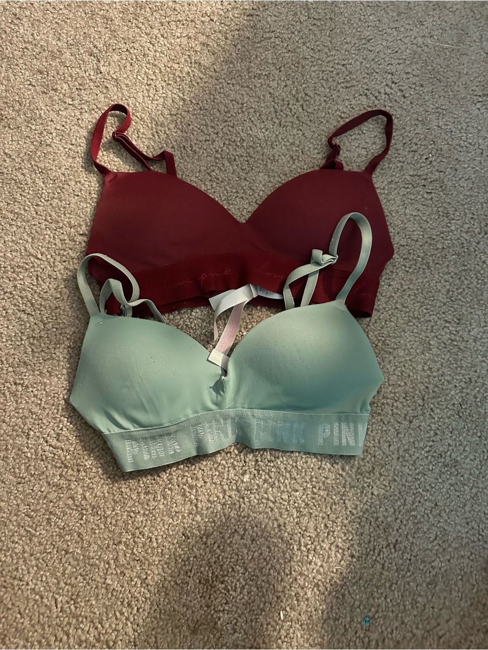 PINK Victoria's Secret Bralette Duo in Mint and Wine